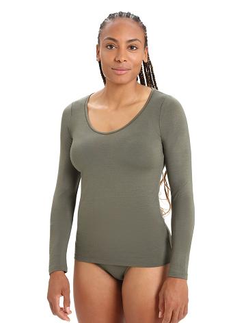 Sous Vêtement Icebreaker Merino Siren Long Sleeve Sweetheart Top Femme Vert Olive | FR 1688KORI